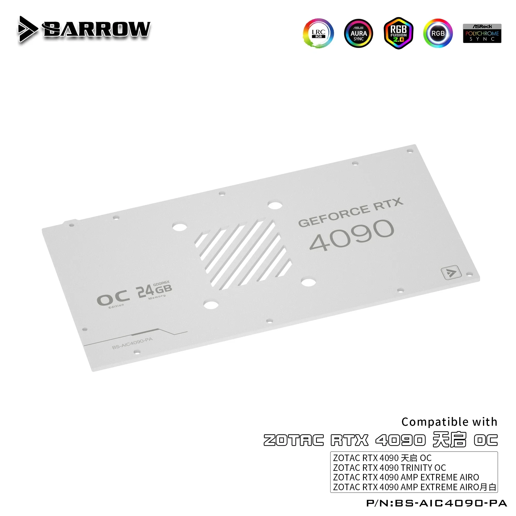 Imagem -04 - Barrow-gpu Radiador de Resfriamento Bloco de Água para Zotac Rtx 4090 Amp Extreme Airo Trinity oc 5v 3pin Aura Sync