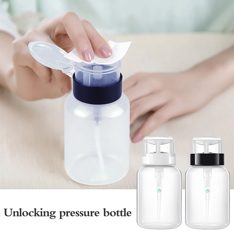 Nail Polish Remover Bottle UV Gel Press Bottle Nail Art Clean Acetone Bottles Empty Pump Dispense Liquid Container Storage