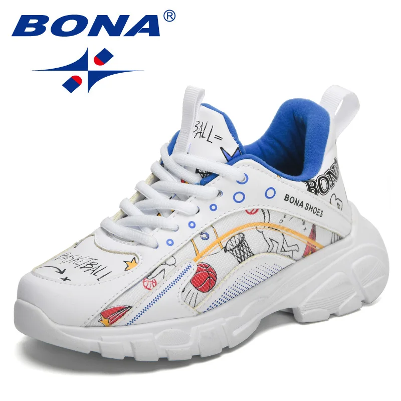 BONA 2023 New Designers Autumn Walking Shoes For Boys Girls Sport Shoes Fashion Breathable Soft Jooging Shoes Children Footwear