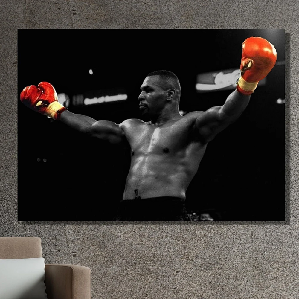 

Boxing Champion Tyson Portrait Poster Boxer Motivational Quote Canvas Painting Gym Club Wall Art Mural Living Room Home Decor