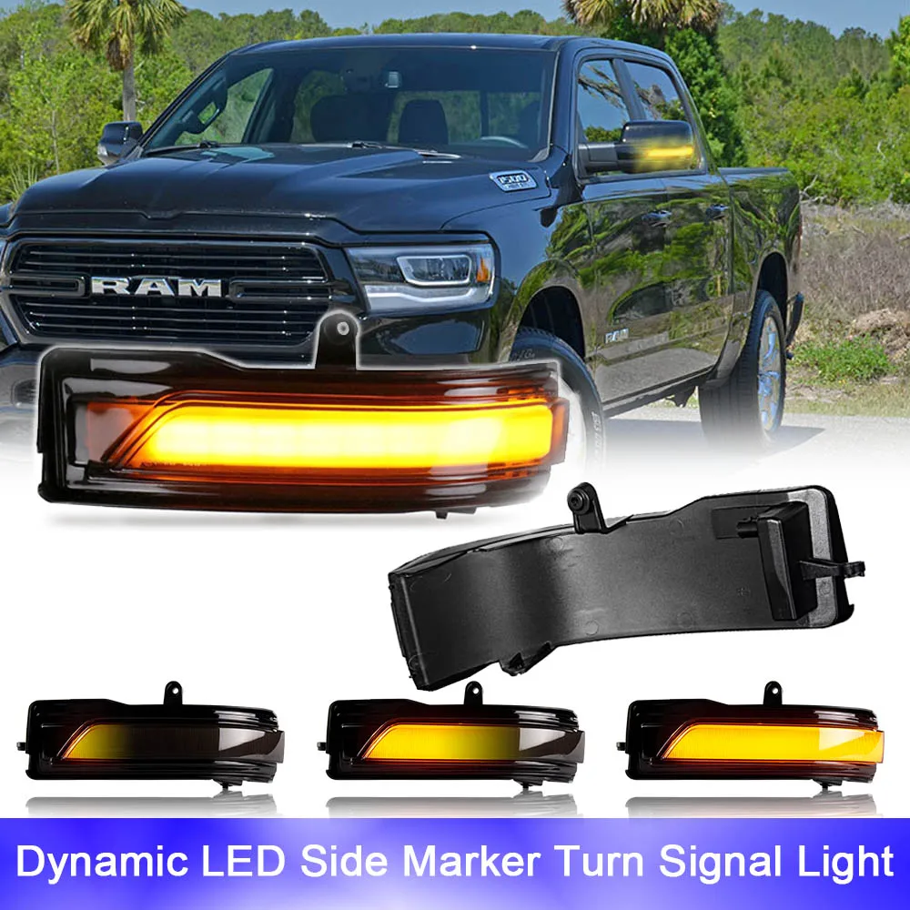 

For Dodge RAM 1500 2019-2023 All New Gen5 LED Side Rearview Mirror Light Turn Signal Amber Lamps Canbus 68402097AA Car Styling