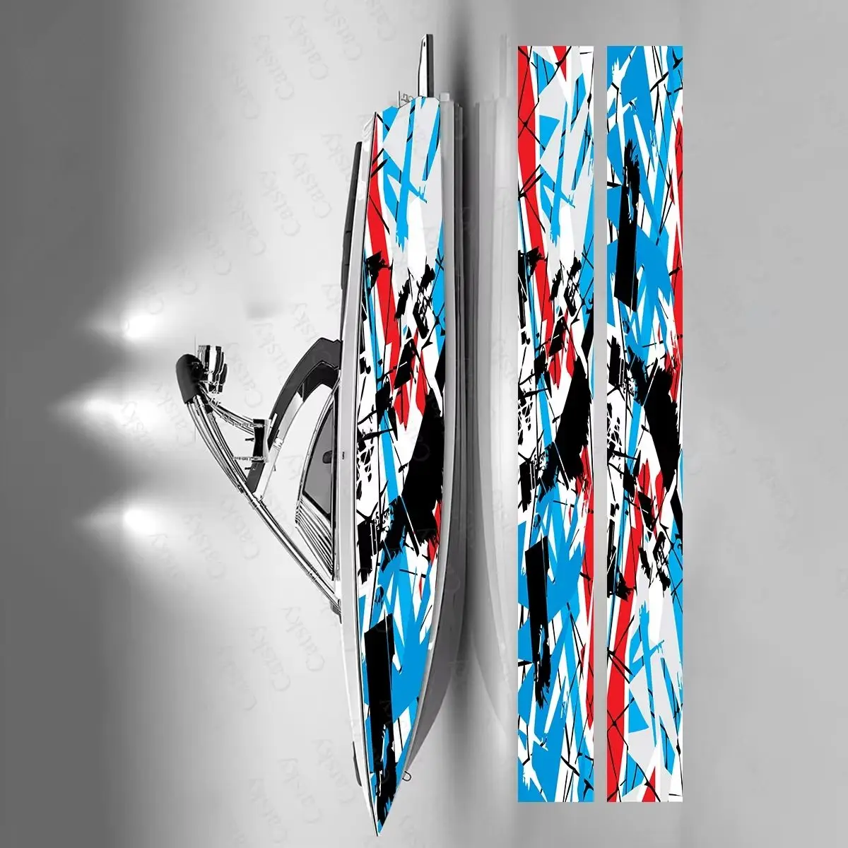 

Classic Graffiti Stripes Boat Sticker Fashion Custom Fish Boat-Sticker Vinyl Waterproof Boat Wrap Graphic Boat Wrap Decal