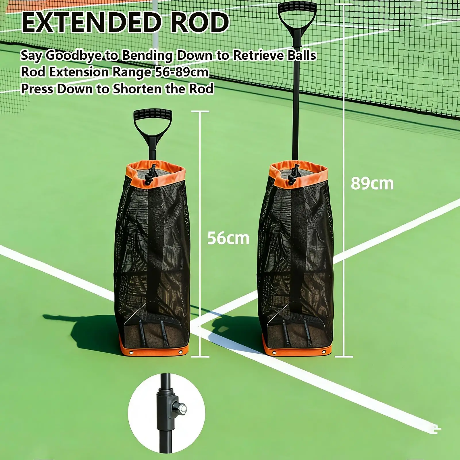 

Pickle ball picker with retractable tennis ball frame Telescopic Handle Compact Tennis Ball Pickle Ball Retriever Tool