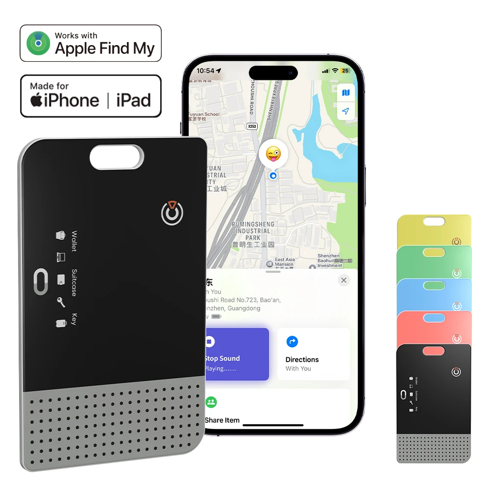 

RSH New Air Tag Thinner Smaller Rechargeable Wallet Tracker Card Finder MFi Certified Find My Global Tracking for 5.4