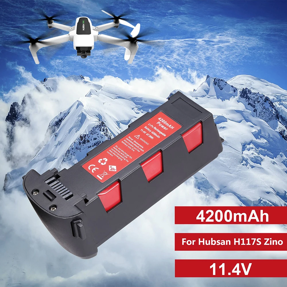 Imagem -02 - Avião Acessórios 11.4v 4200mah Lipo Bateria para Hubsan Zino H117s Gps rc Drone Bateria de Voo Inteligente rc