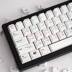 White Programmer Mechanical Keyboard Key Caps 139 Key PBT Heat Sublimated Cherry Profile for 64/68/75%/980/108 Keyboard keyCaps