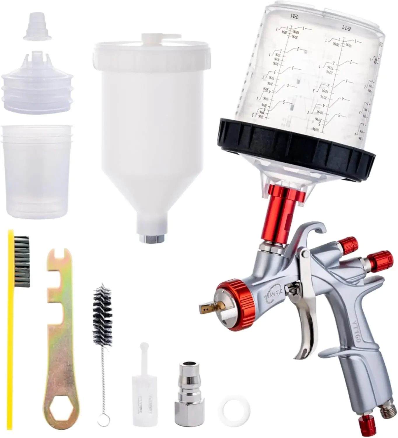 R500 LVLP Spray Gun with 1.3 mm Nozzle, YT-160 LVLP Paint Gun Automotive with 600 ml Mixing Cup&Adapter, Car Paint Gun Sprayer