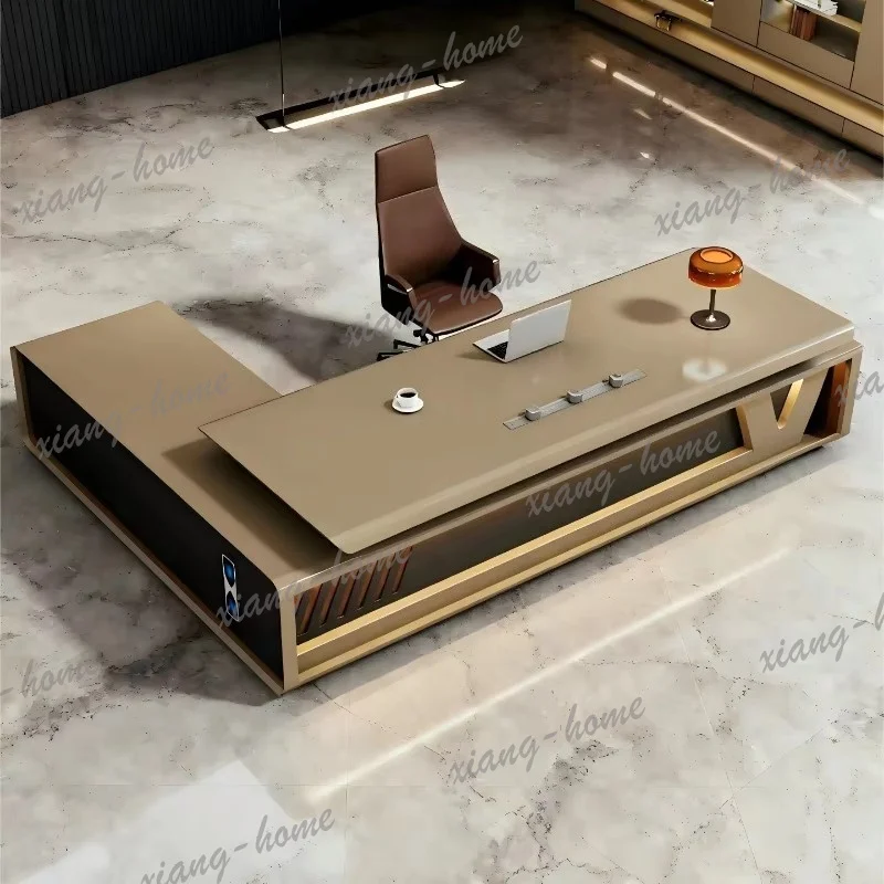 YJ Baked paint boss desk Computer desk High end luxury design office table multi-functional escritorios de computadora furniture