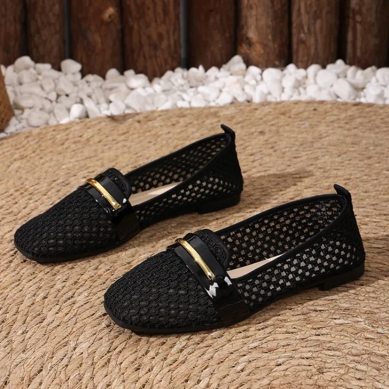 2026 Sommer Damen Mary Jane Flache Schuhe, Neue Runde Zehenpartie, Netzstoff, Hohldesign, Ballerinas, Bequeme Outdoor-Freizeitschuhe zum Gehen – Detail 3
