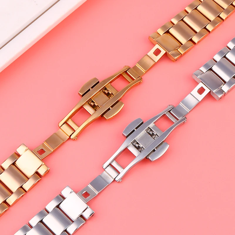 Notch Stainless steel Strap for Rossini GC Watch Women\'s Belt Rose gold WatchBand Bracelet 16*8mm 18*10mm 20*11mm Send screws