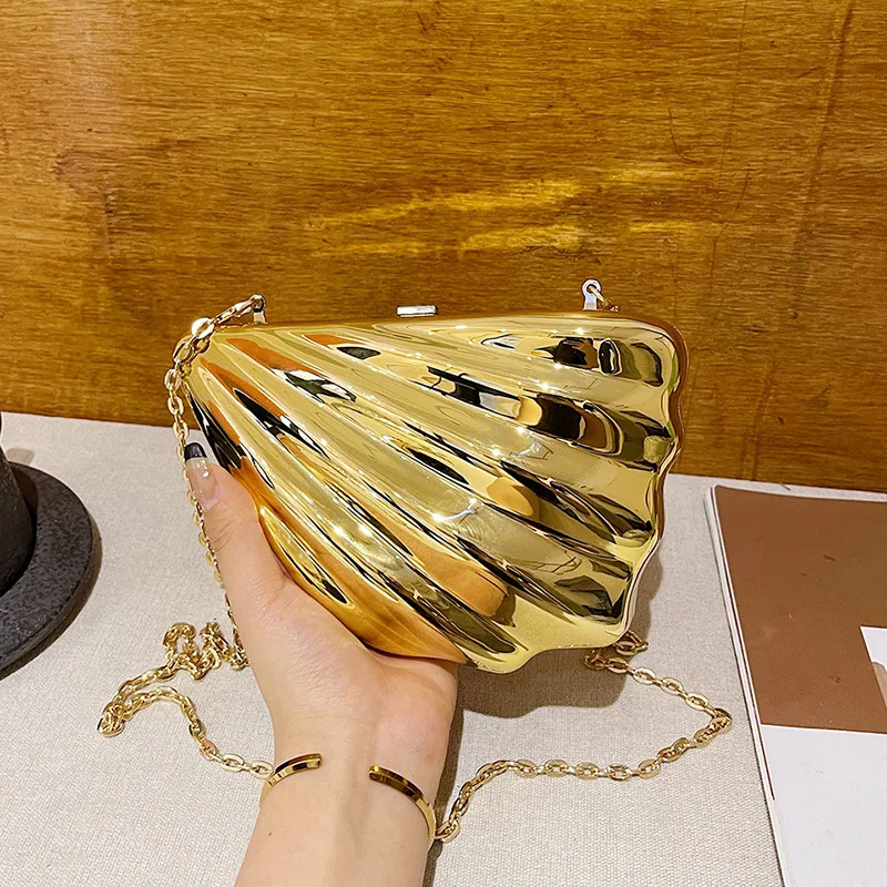 Leisure Fashion Chain Shell Bag Fashion Metal Chain Women Shoulder Bag Designer Purses and Handbags Luxury Designer Handbag 2024