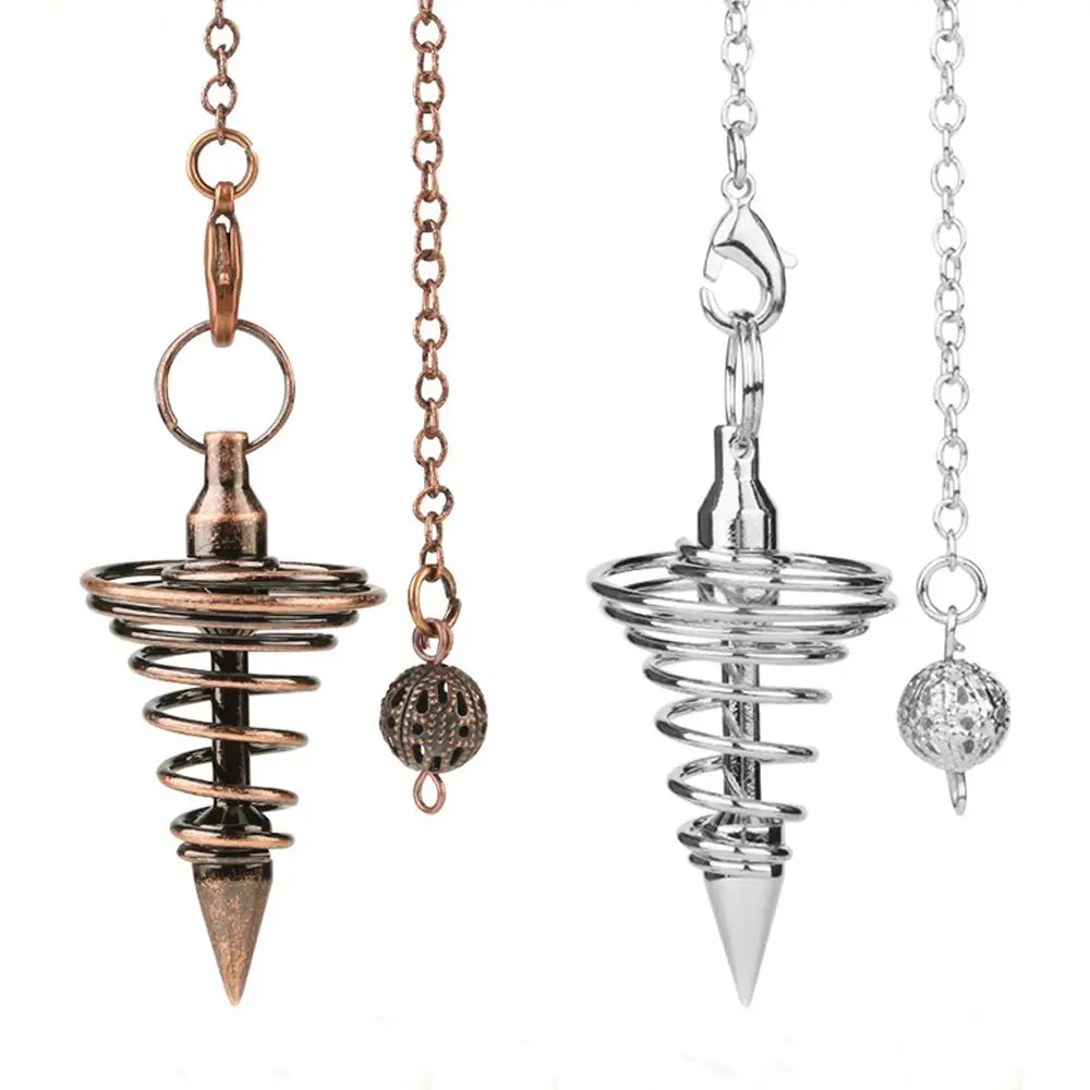 Metal Pendulum Pendulo Radiestesia Pendulums for Dowsing Spiral Cone Antique Gold Silver Color Pyramid Pendule Reiki