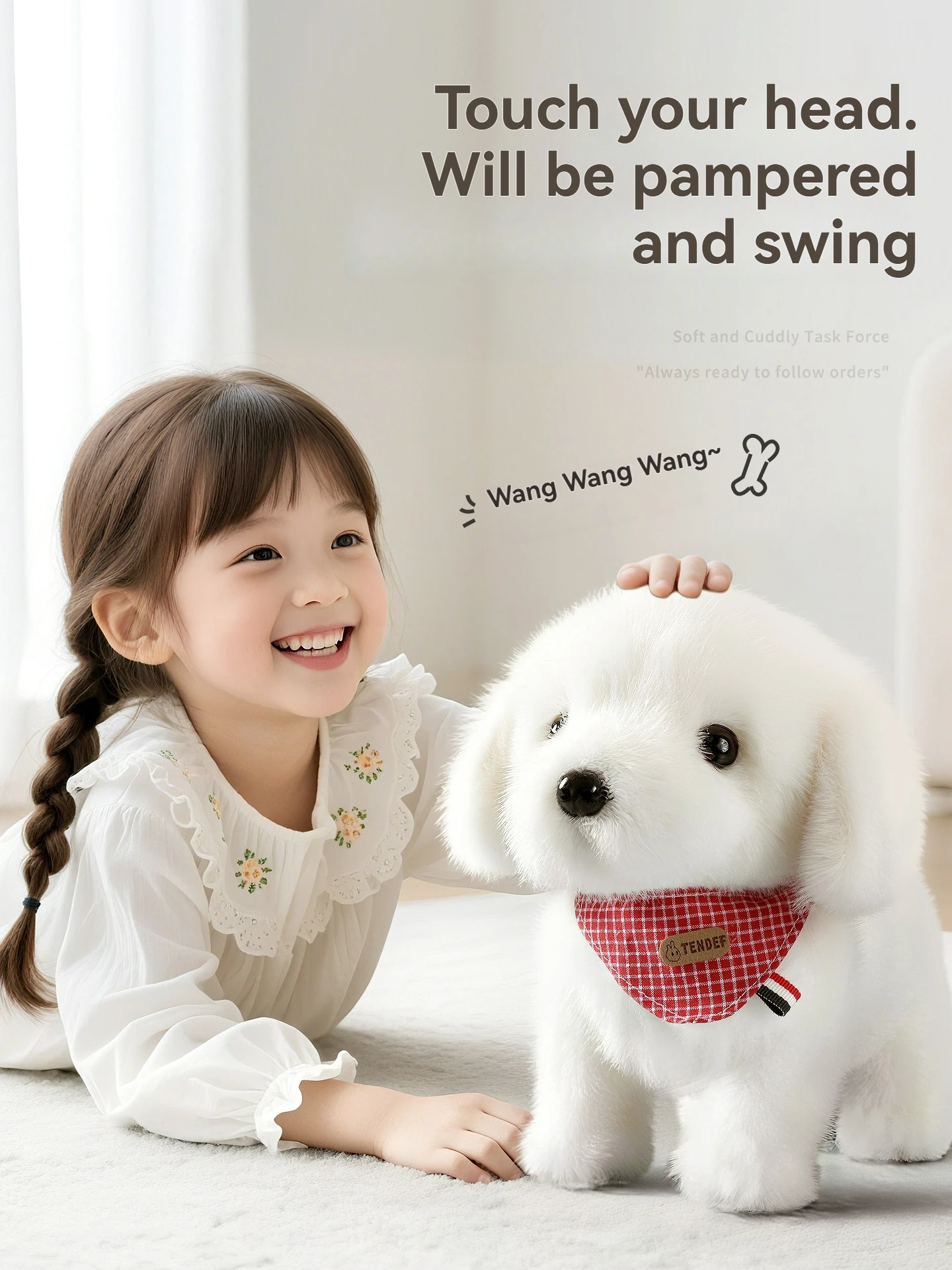 Elektroniczny symulowany piesek-zabawka, chodzący interaktywny piesek, pluszowa lalka, wibrujący automatycznie ruchący się elektryczny szczeniak, prezent dla dziecka.