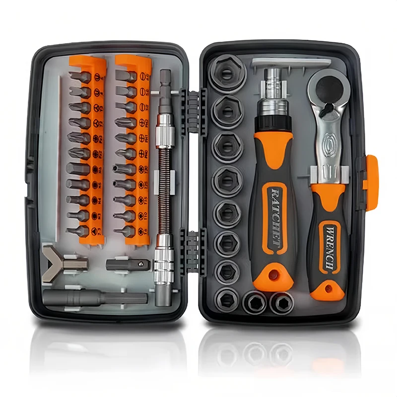 Professional Maintenance Tools for Motorcycles Bicycle Quick Maintain Hand Tool 38pcs Ratchet Screwdriver Sleeve Set Portable