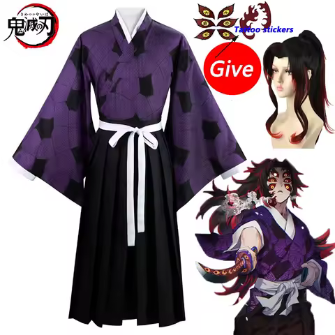 Kokushibo Cosplay Kimetsu Anime Demon Slayer Costume No Yaiba Kokushibou Cosplay Wig Kimono Haori Halloween Costumes for Men