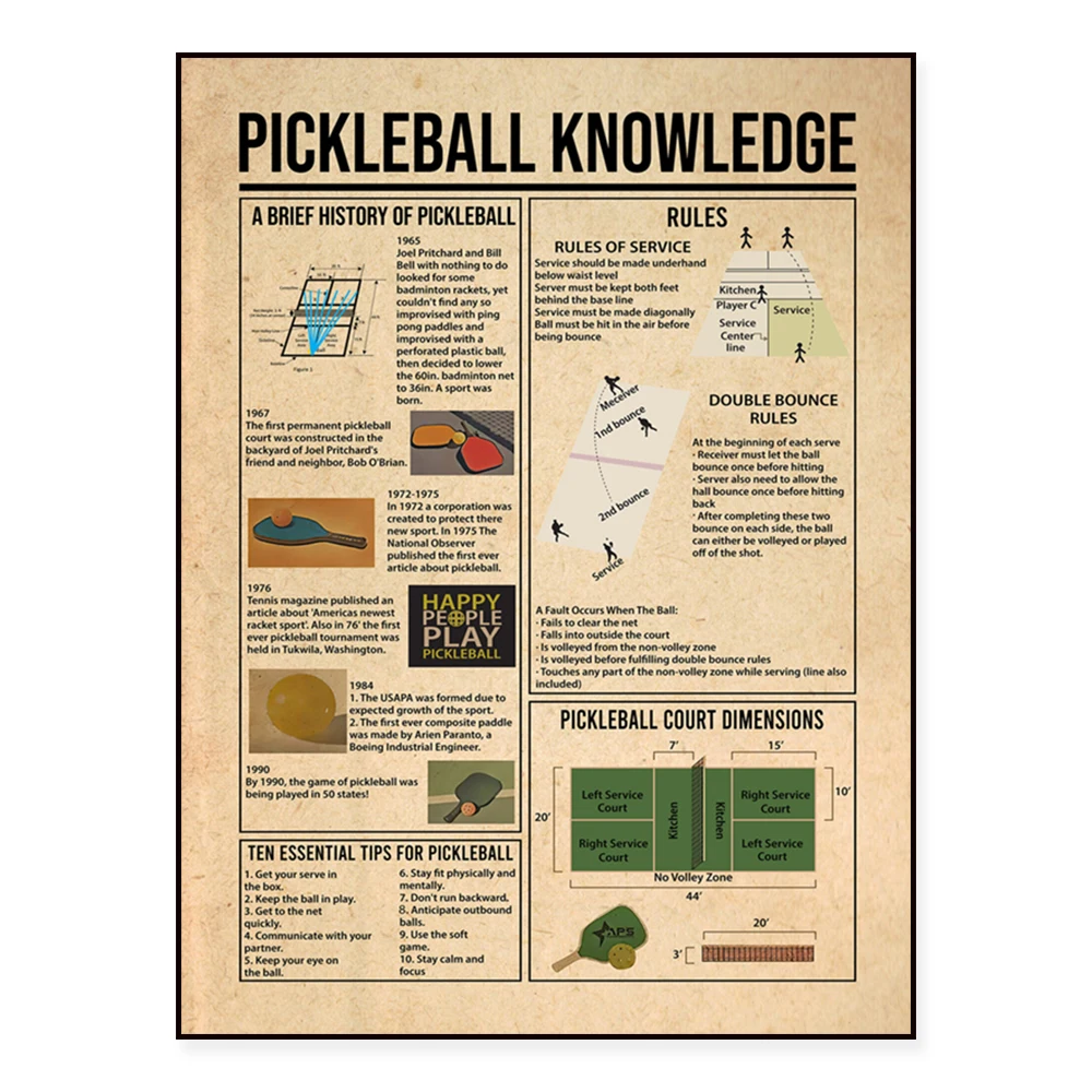 Pickleball Knowledge Frameless Poster, Pickleball Player Gift, Pickleball Lover Poster, Pickleball Poster, Hobby Poster