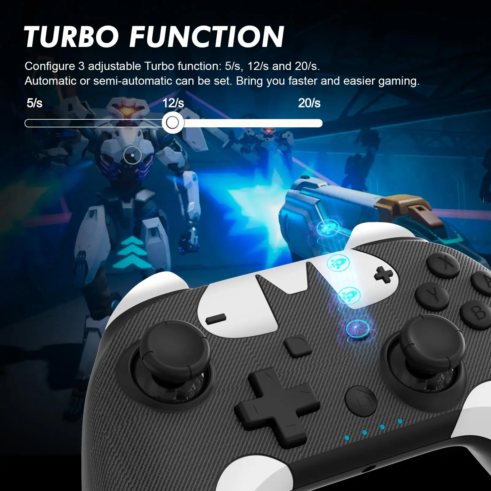 Wireless Gamepad Bluetooth Joystick Game Controller for Nintendo Switch Pro/Switch Lite OLED, Turbo, Vibration, 6 Axis Gyro