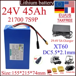 21700 7S9P 24V 45Ah Lithium battery pack 0-1000W High Power for built-in 40A BMS 45000mAh High Capacity power supply+charger