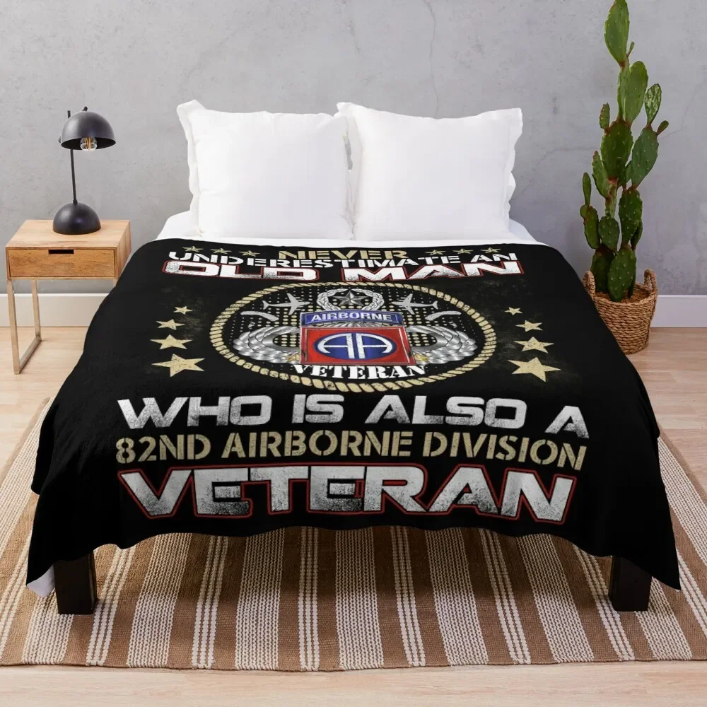 Mens Never Underestimate An Old Man Who Is Also An 82nd Airborne Throw Blanket Winter beds Baby Blankets