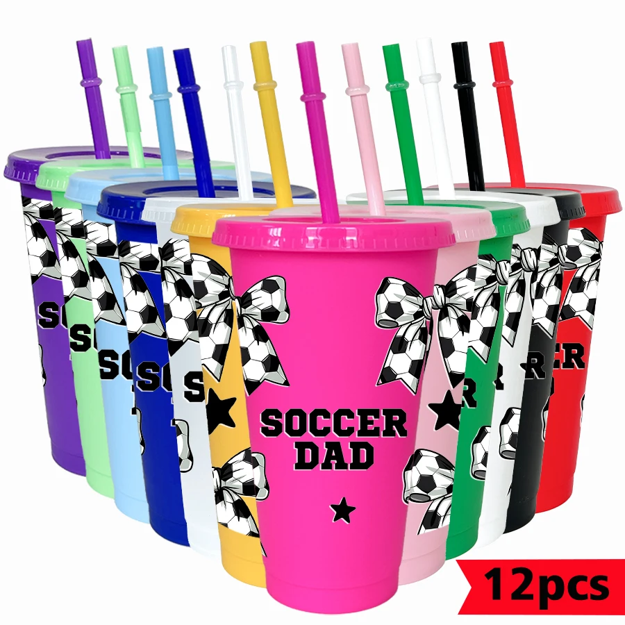 12pcs-set-football-bow-pattern-26oz-colored-plastic-party-cold-cup-for-birthday-back-to-school-gift-gameday-drinkware