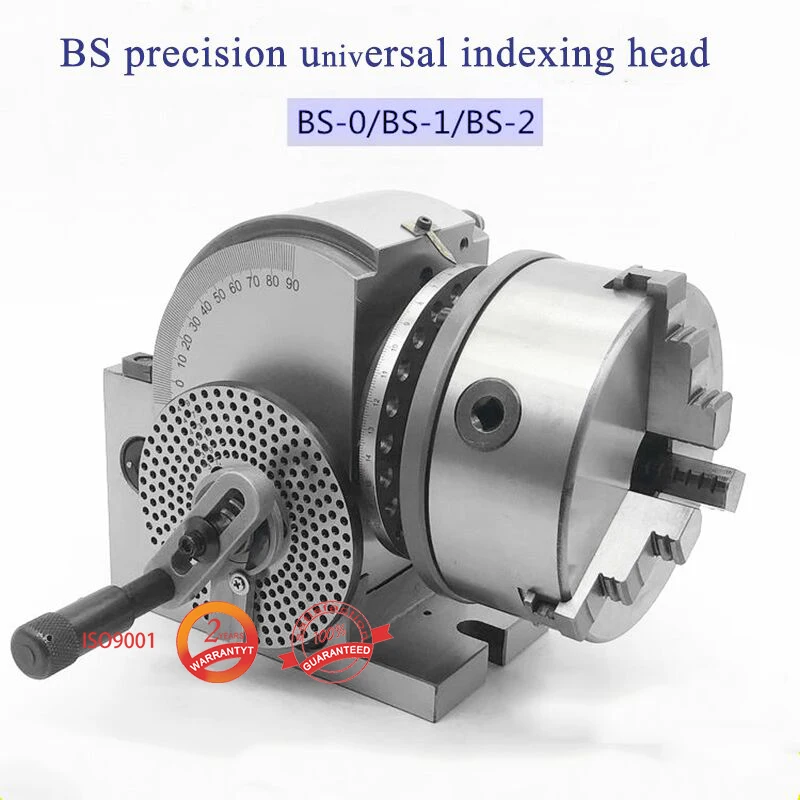 BS-0 Precision Dividing Head Tailstock 100mm 3-Jaw Lathe Chuck & Milling Universal Dividing Head for CNC Milling Machine