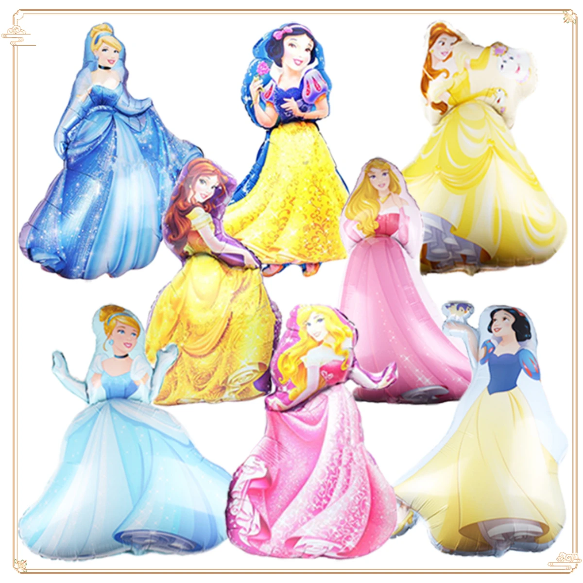 Ballons sirène cendrillon Disney, ensemble de ballons à hélium princesse, décorations de fête prénatale anniversaire, jouets pour enfants, cadeau pour fille, 8 pièces