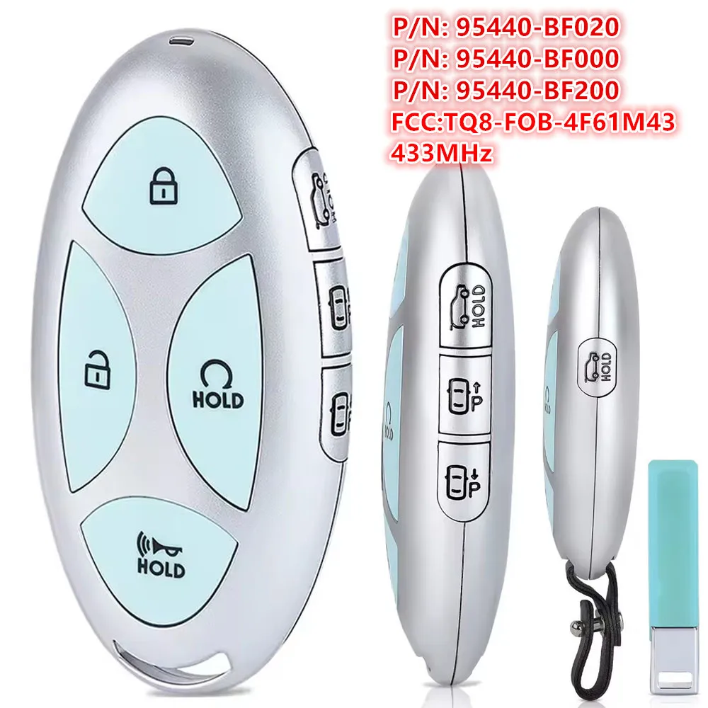 95440-BF000 95440-BF020 95440-BF200 für Hyundai Kona SX2 2023 2024 2025 Smart Pro Fernbedienung Autoschlüssel 433MHz 4A TQ8-FOB-4F61M43