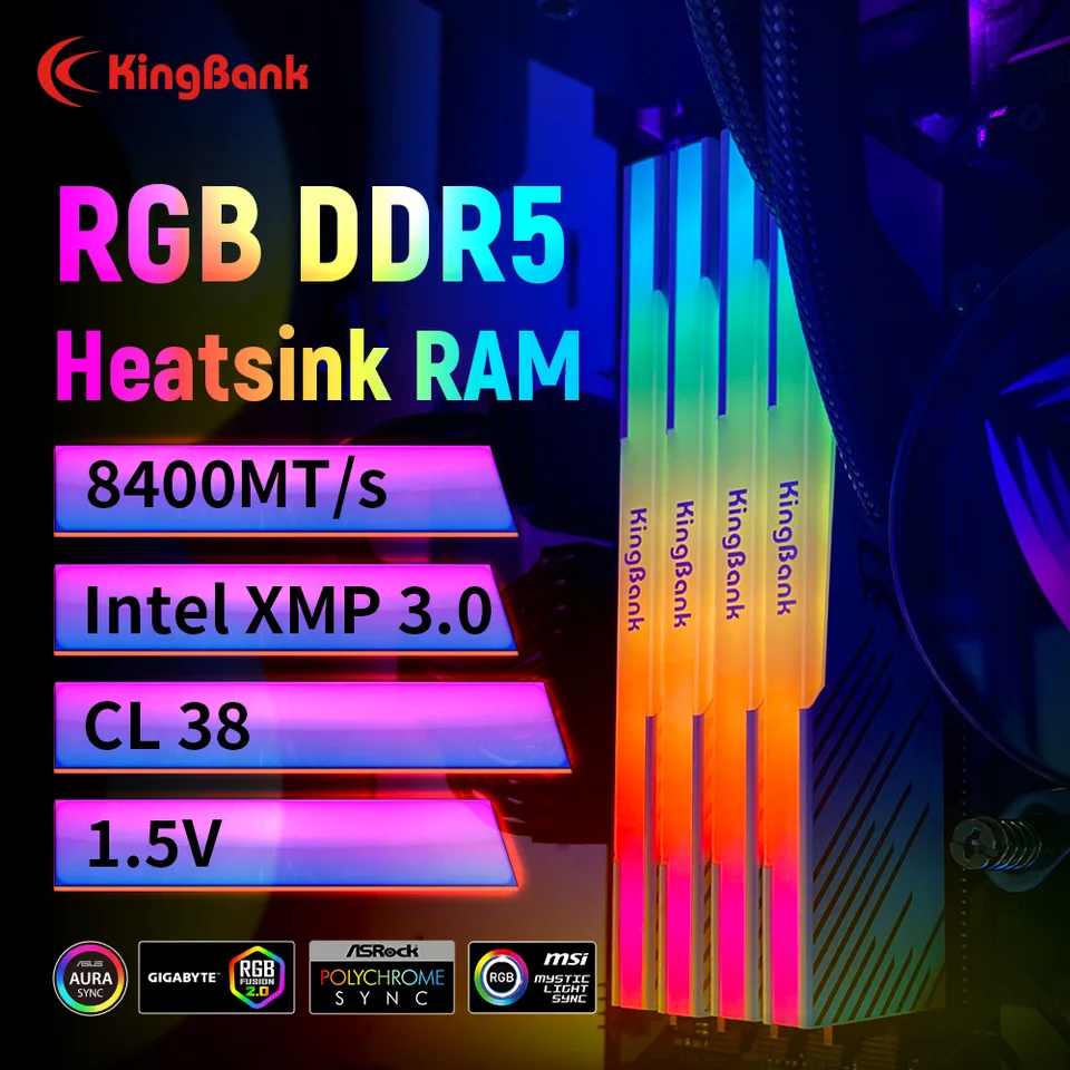 Kingbank DDR5 RAM 48GB 8000MHz White RGB
