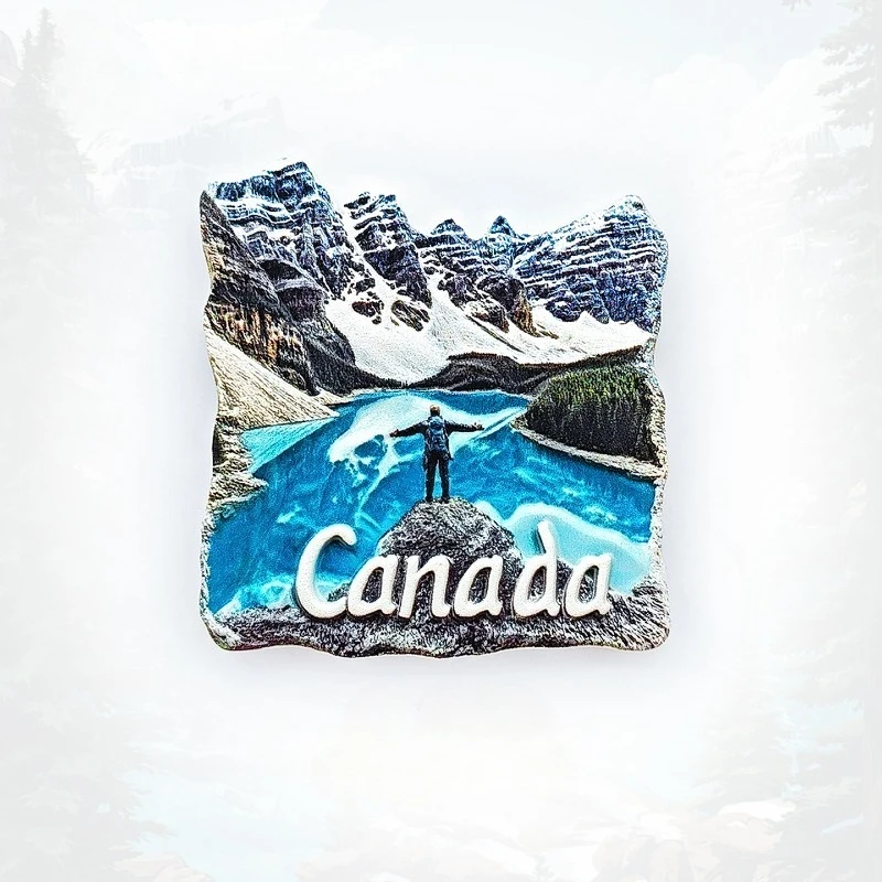 Canadian Rocky Mountain Glacier Fridge Magnet - 3D Icefield Souvenir Alpine Lake Decor Unique Wilderness Gift