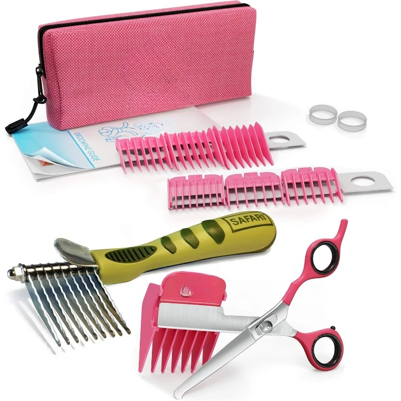 No Buzz Clipper + Dematting Comb by Silent Home Pet Grooming Kit, Pink, Right-Handed