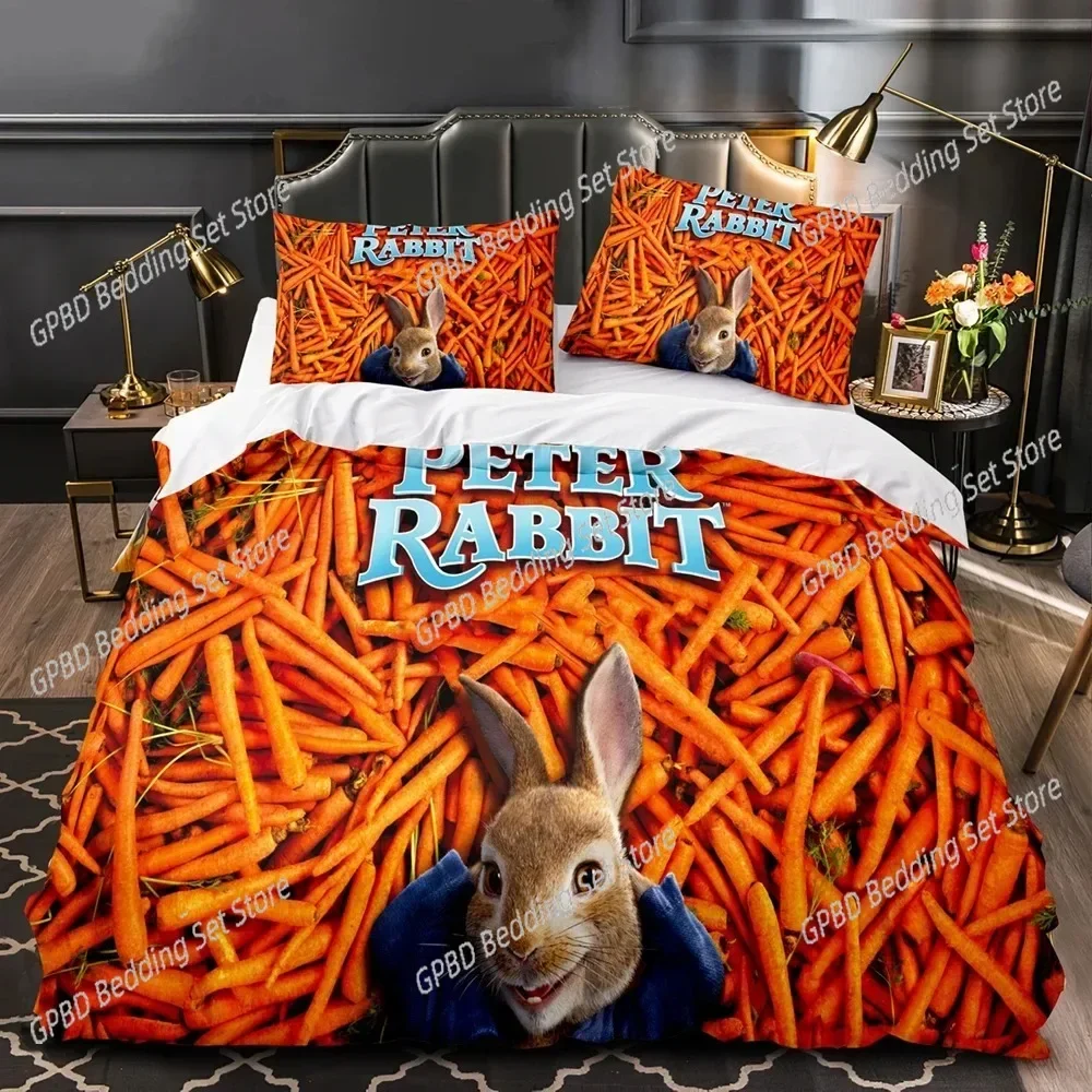 Home Textile Cartoons Peter The Rabbit Cover Duvet Cover Pillow Case Boy Girl Polyester Bedding Set King Queen Twin Size
