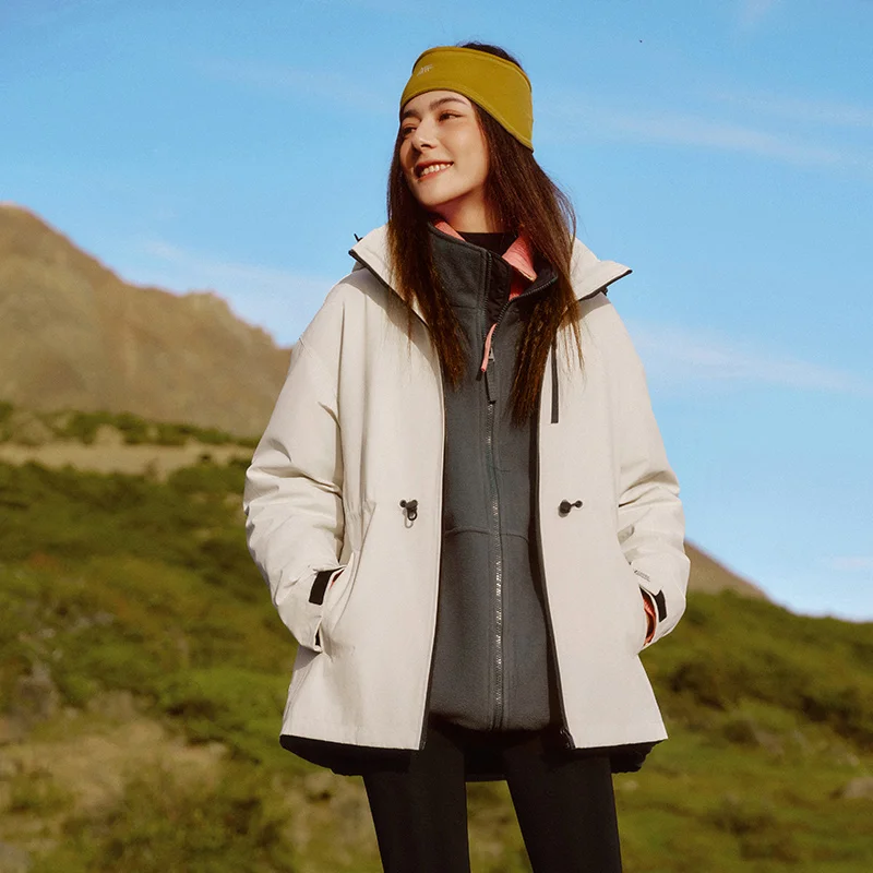 NONE Semir Daunenjacke für Damen, 2025, neuer zweiteiliger Drei-in-Eins-Wintermantel für Outdoor-Reisen, täglich, wasserdicht, ölbeständig, schmutzabweisend, Damen-Wintermantel 4