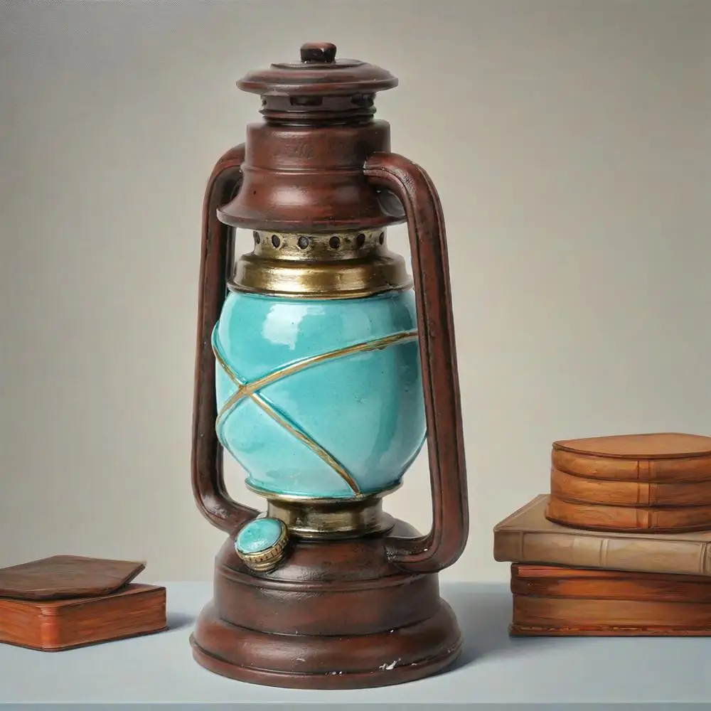 

Retro Lantern Desktop Ornament American-style Home Decoration for Living Room Study Bedroom Curio Cabinet Small Decorative Craft