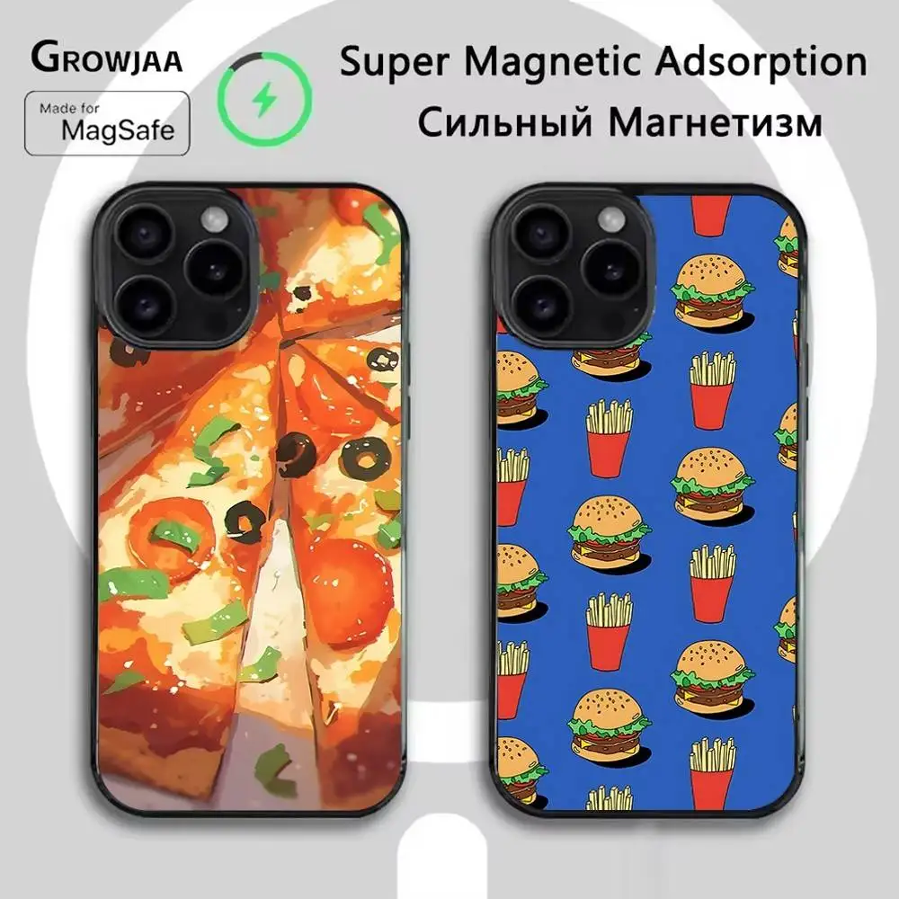 

Food burgers fries pizza Phone Case For iPhone 16e,16,15,14,13,12,11,Plus,Pro,Max,Mini Magsafe Magnetic Wireless Charging