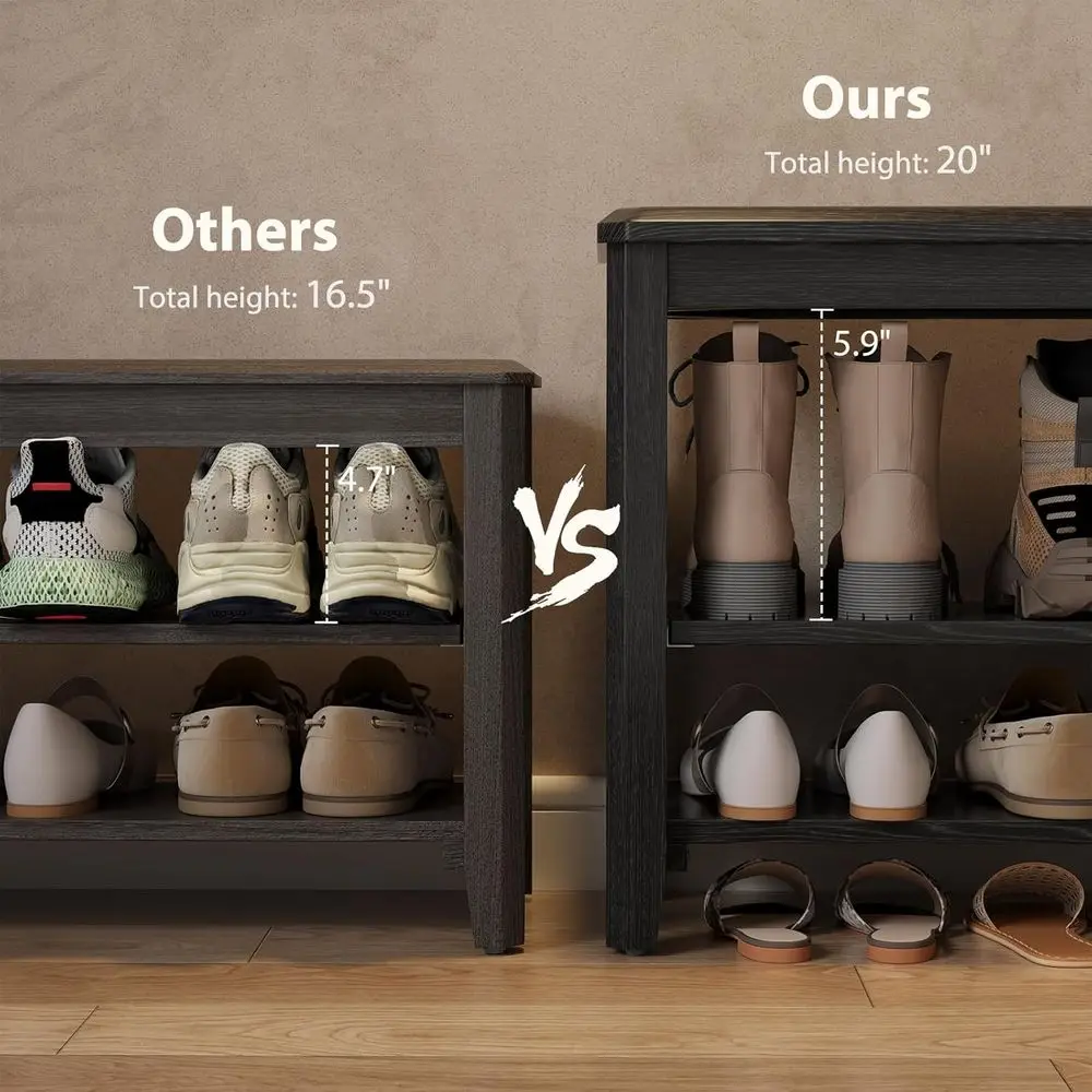 Banco de almacenamiento de zapatos de entrada de 2 niveles, 31,5 para puerta delantera y dormitorio