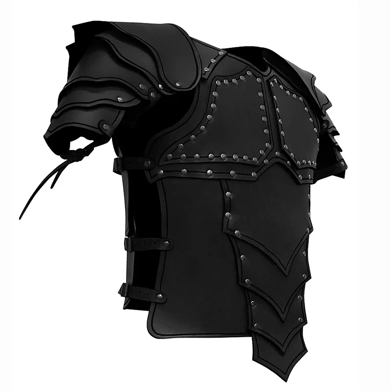 Mens Medieval Viking Knight Pirate Costume Body Shoulder Armor Set Steampunk Leather Vest Armour Larp Cosplay Outfit Pauldrons - view 3