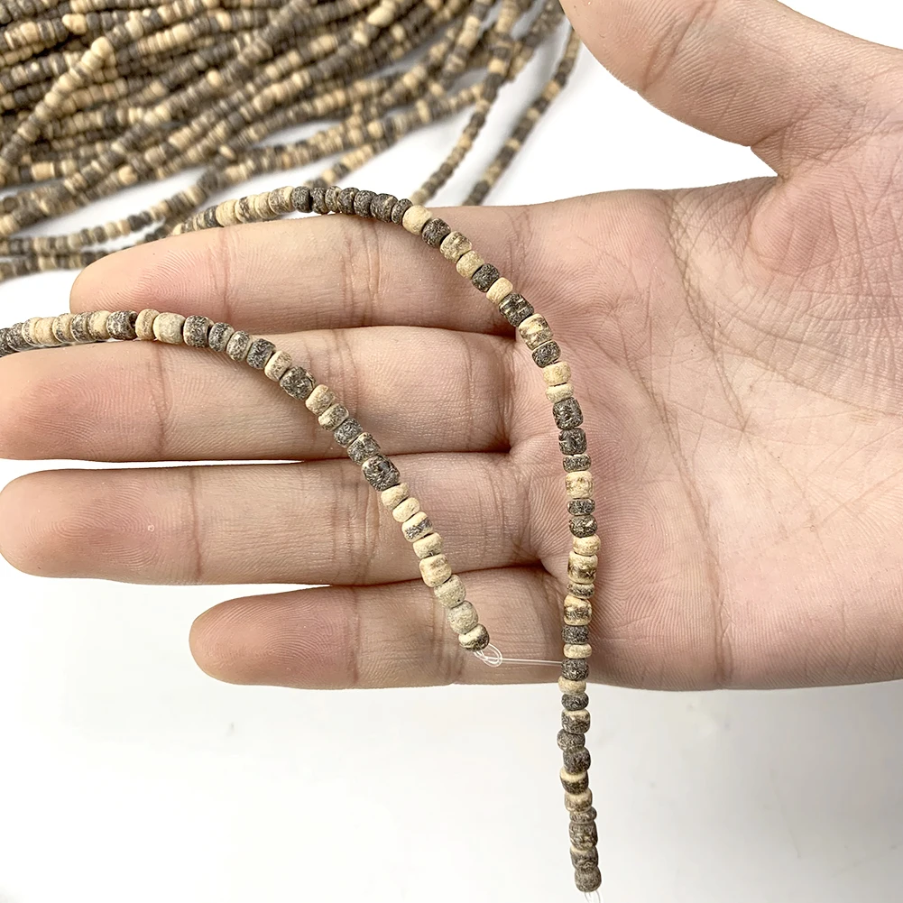 5 String 3mm Natural Coconut Shell Environmental Spacer Wooden Beads Round Diy Jewelry Making Necklace Bracelet Buddhist Jewelry