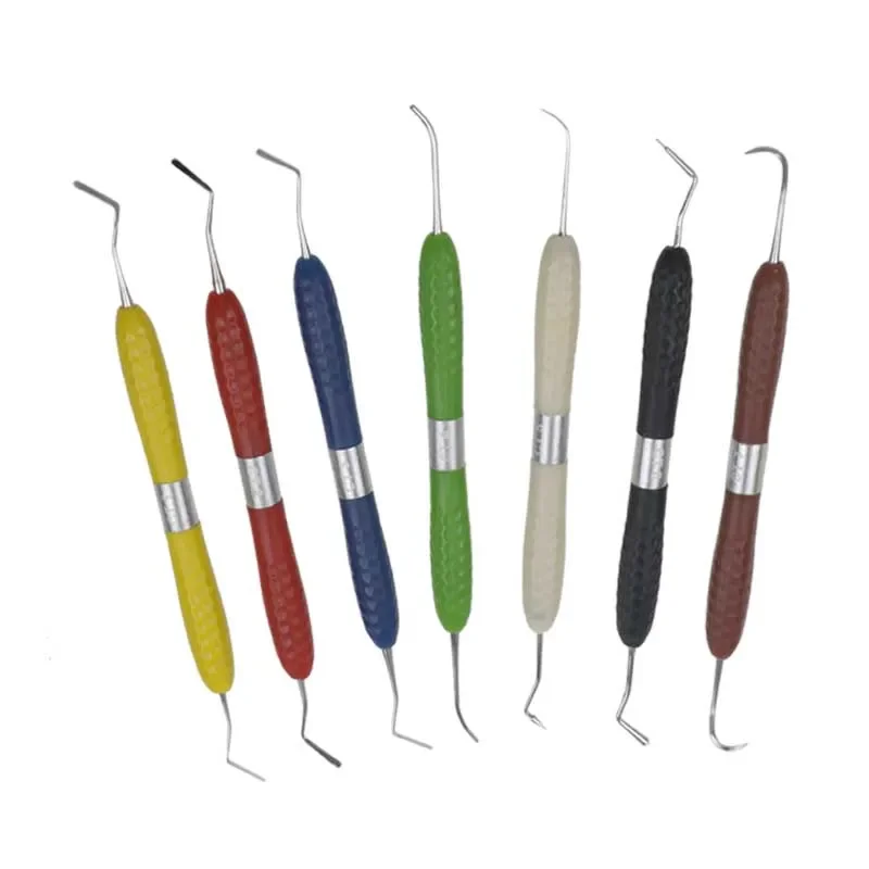 GREATLH 7pcs/set Dental Composite Resin Filling Spatula Aesthetic Restoration Resin Filler Restoration Instrument Dentist Tools