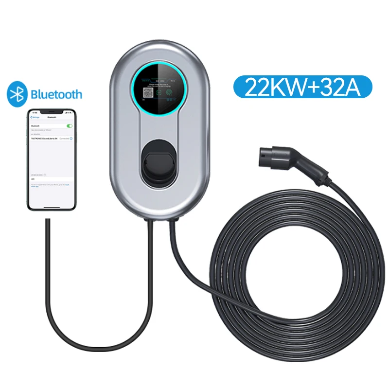 Level 2 Electric Car Charger  32A Indoor Outdoor Waterproof Electric Car Fast Wall Charging Station for New Energy Vehicles