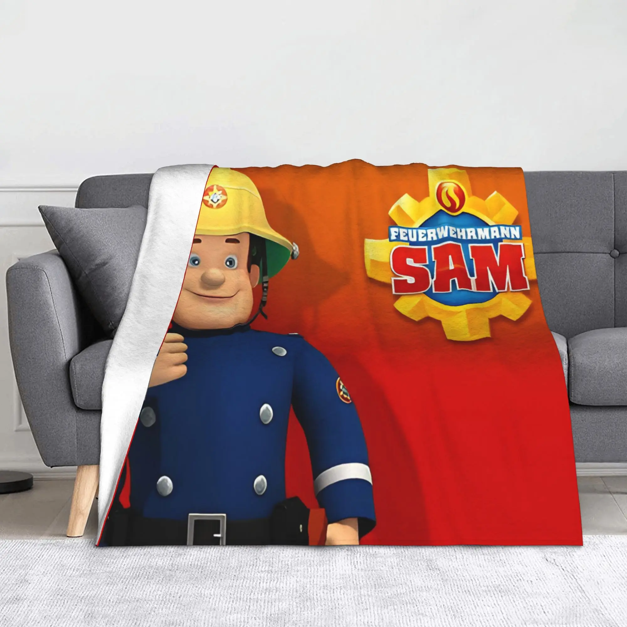 

Fireman Sam Blankets Flannel Textile Decor Kids Movies Hero Multifunction Soft Throw Blankets for Bedding Travel Bedding Throws