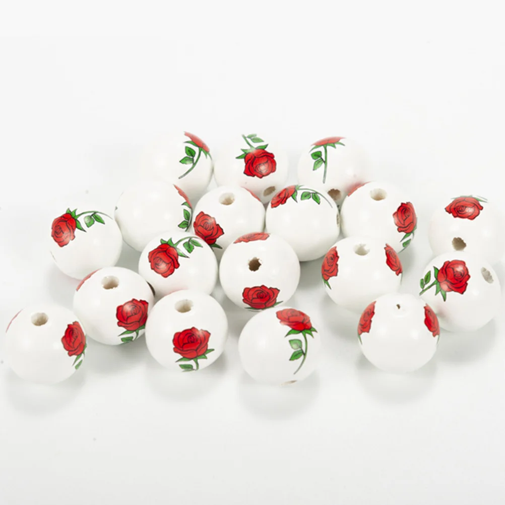 

40pcs Wooden Bead String Accessories Craft Beads Jewelry Making Mother's Day DIY Garland Decor Round Shaped Beads Mothers Wood