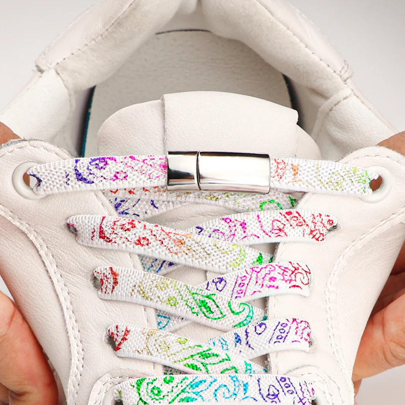1 Paar flache Schnürsenkel mit magnetischem Metallverschluss, elastische Schnürsenkel, präzise Farbkombination, bequeme Schnürsenkel für Sneaker. – Detail 2