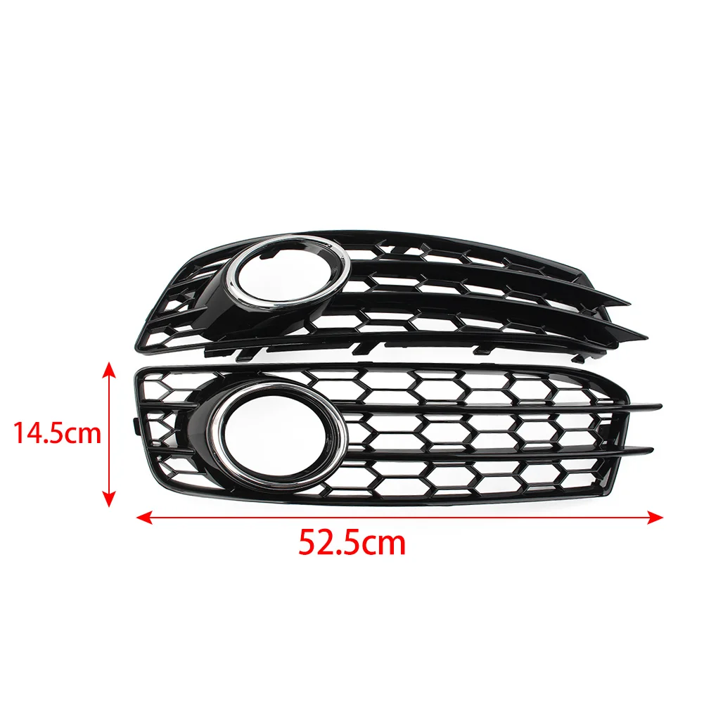 1 Pair Car Front Bumper Honeycomb Mesh Fog Light Grille Cover For Audi A3 8P S-Line 2009 2010 2011 2012 Glossy Black