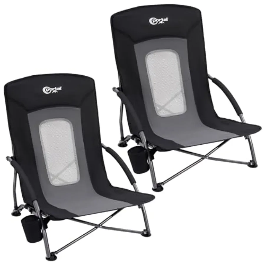 

Beach Chairs for Adults: Lightweight Portable Camping Chair with Mesh Back, Cup Holder Carry Bag Ideal for Outdoor Sand, Lawn,
