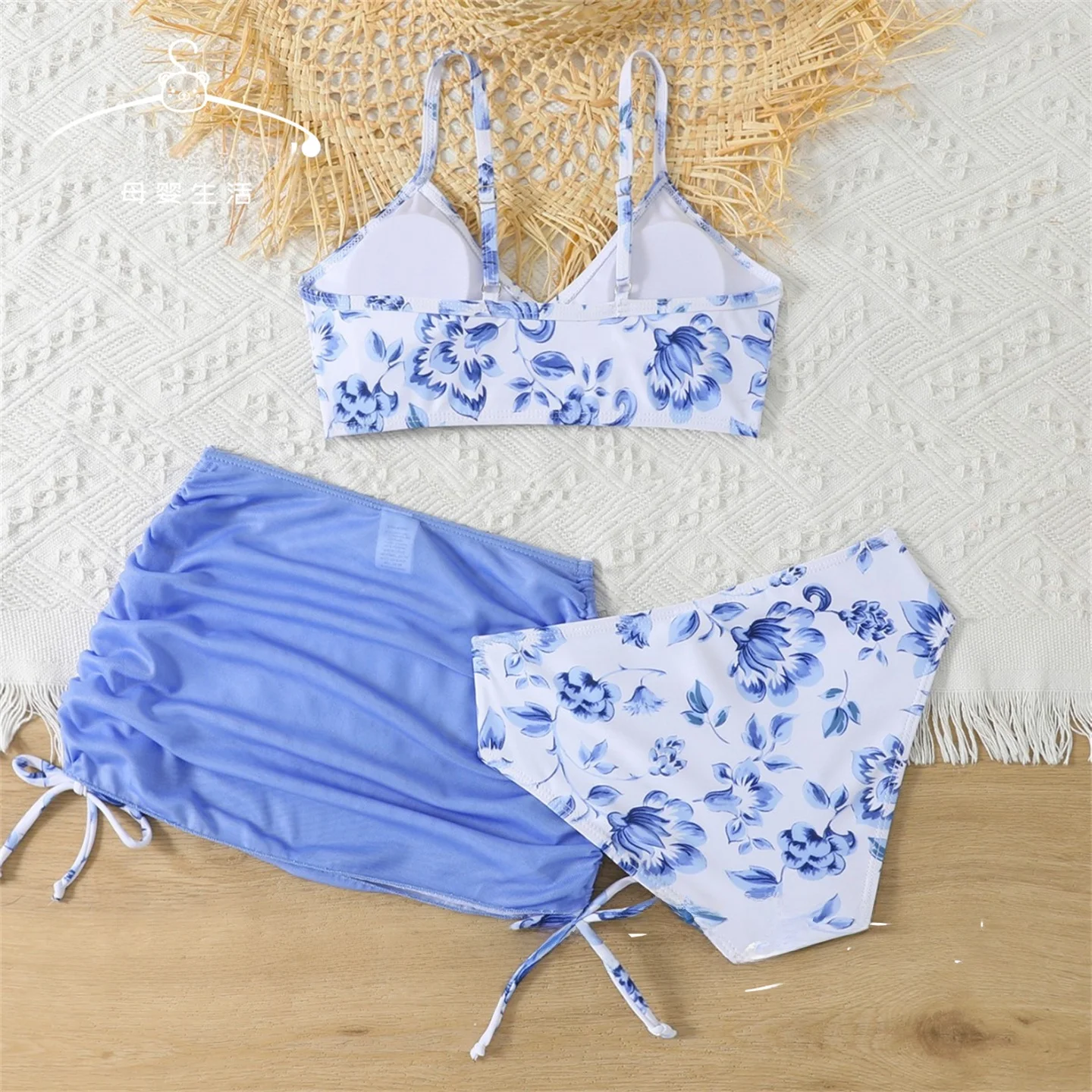 

KIKOBABY комплект купальника бикини для девочек старшего возраста с цветочным принтом, раздельный пляжный доктор, полиэфирная ткань, детский купальник, одежда