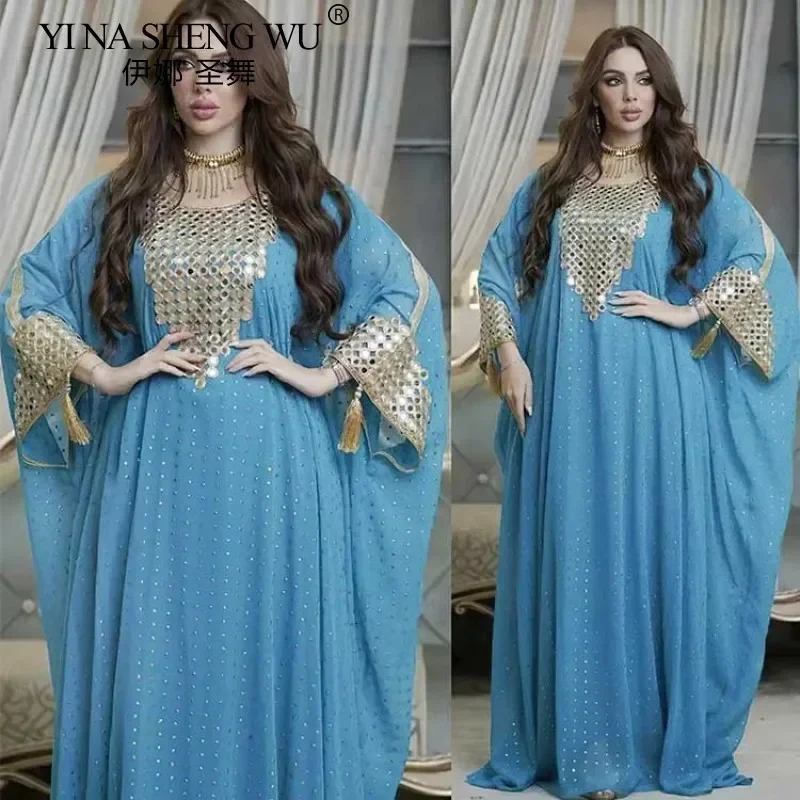 Neues Muslimisches Abaya-Kostüm für Frauen, Langes Orientalisches Bauchtanz-Outfit, 2-teiliges Set, Khalegy Performance-Tanzkleidung