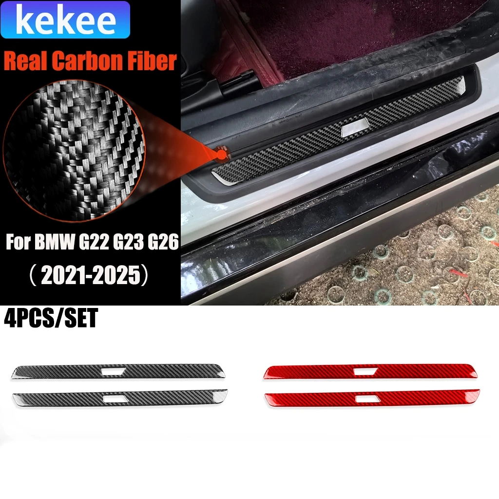 

Carbon Fiber Car Accessories Door Sill Modified Exterior Trim Cover Sticker For BMW 4 Series 4 Door G22 G23 G26 2021-2025