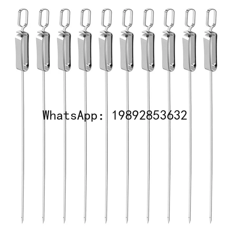 Stainless steel barbecue tools skewers bbq chicken wing needles flat metal barbecue kebab cloth bag