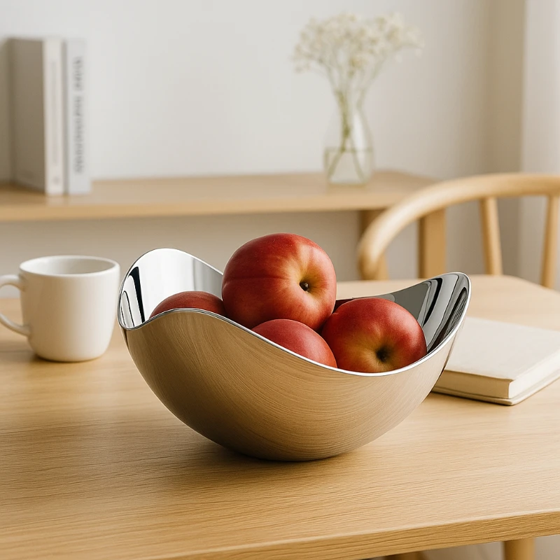 

Скандинавская ваза для фруктов из нержавеющей стали, большой сервировочный поднос, современная роскошная праздничная тарелка для гостиной, кухни