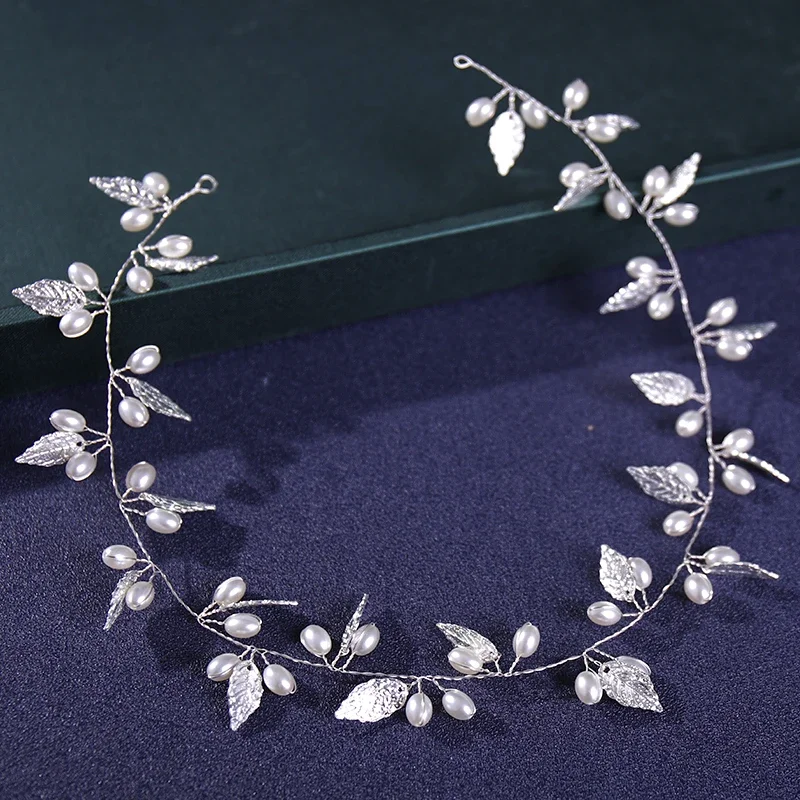 Silver Color Rhinestone Crystal Headband Tiara Pearl Hairband For Women Party Bridal Wedding Hair Jewelry Accessories band Gift image 6
